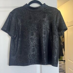 Black Mock Neck Snakeskin Top